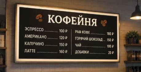 Лайтбокс для кафе